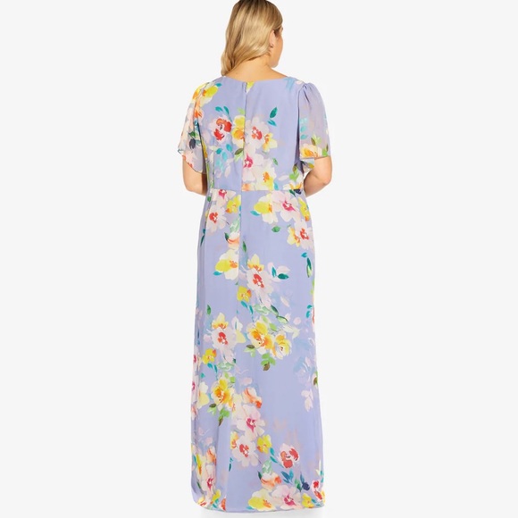 Adrianna Papell Floral Print Chiffon Gown - Picture 6 of 16